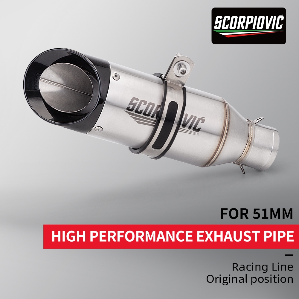 Universal 51 มม.รถจักรยานยนต์ sc ท่อไอเสียสําหรับ z900 R3 R25 MT07 MT09 R1 Z400 Z650 ZX4RR PCX125 R3