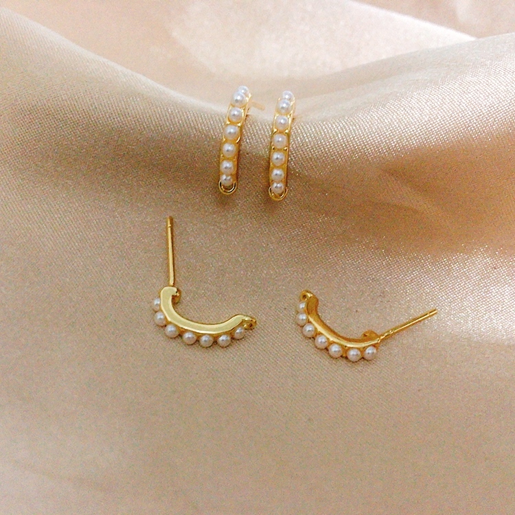 ต่างหูจี้มุกชุบทอง 18เค, โพสต์ห่วงมุก Dainty, ต่างหูสตั๊ดมุก, ต่างหูโพสต์