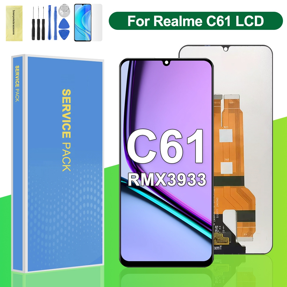 สําหรับRealme C61 จอแสดงผลLCD RMX3939 RMX3930 Digitizerหน้าจอสัมผัสพร้อมกรอบประกอบ