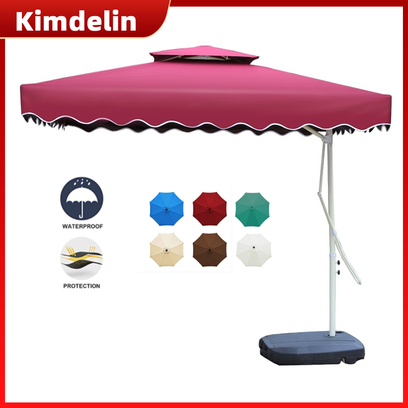 คิมเดลิน 2.5ม2.5ม สี่เหลี่ยมร่มสวนขนาดใหญ่สวนกลางแจ้งรวมฐานร่มตลาดนัดขายสระน้ําหญิงแม่ค้าร้านกาแฟสวนร่มกันแดดกลางแจ้ง