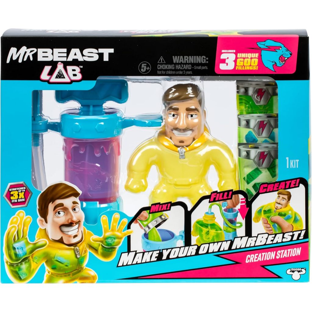Mrbeast Lab - ทํายืดของคุณเอง Gube Filled MrBeast กับสถานีการสร้าง พร้อมไส้ Goo ไม่ซ้ําใคร 3 อัน ผสม
