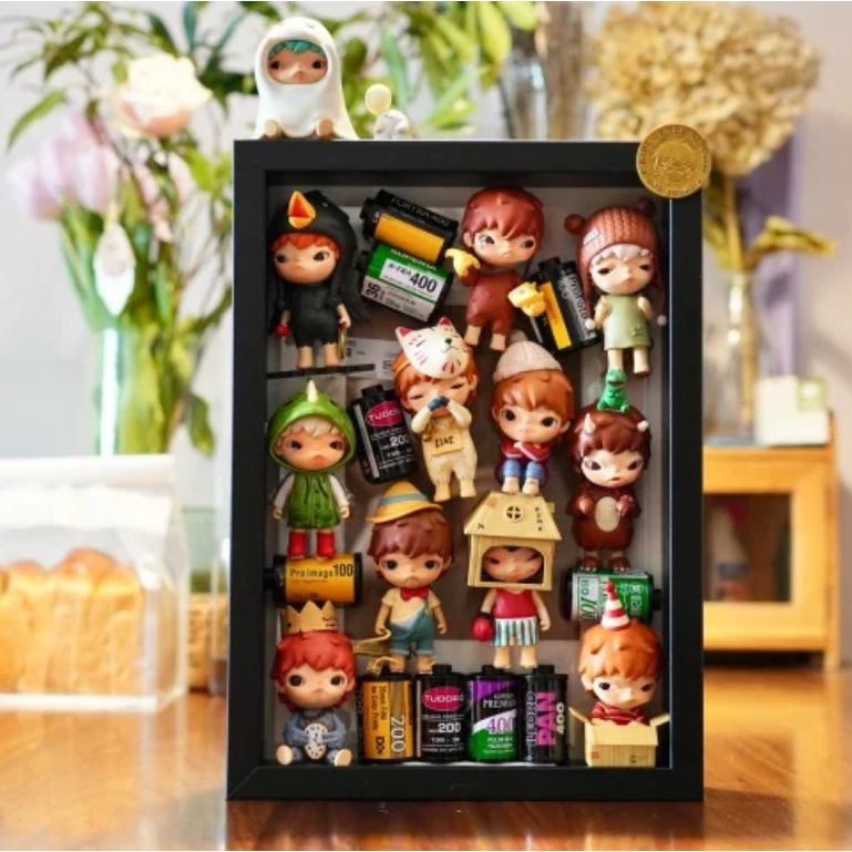 กล่องฟิกเกอร์ ตู้โมเดล 5 ซม. หนา ชั้นโชว์ A4 DIY ที่เก็บกล่องตาบอด ตู้โชว์ตุ๊กตา Hirono popmart