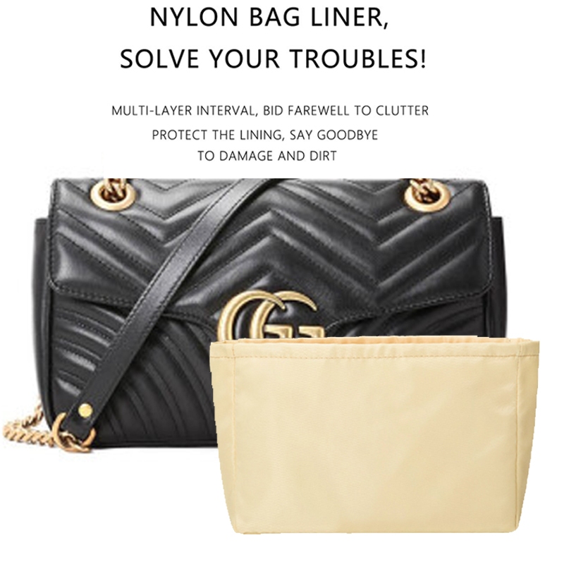 Bngin เหมาะสําหรับ GG Marmont กระเป๋าไนลอน กระเป๋าผ้า liner Multi-functional Travel ใส่กระเป๋าแต่งหน้า Organizer รูปร่างเรียงรายกระเป๋า Super กระเป๋าเครื่องสําอาง