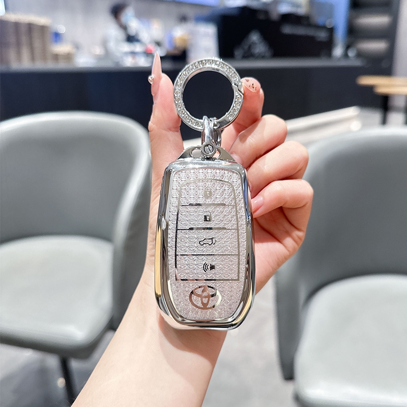 ห้างสรรพสินค้าเทรนด์!4 ปุ่มรีโมทสมาร์ทรถ Key Chain แหวนสําหรับ Toyota alphard/Innova/Rocoo/Fortuner2017-2019/GR SPORT 2022-2024/Chr 2018/Revo