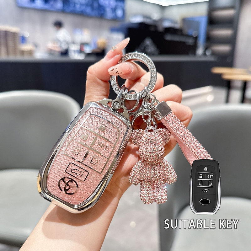 Yeekey 6 ปุ่มรีโมทสมาร์ทกุญแจรถแหวนฝาครอบสําหรับ Toyota alphard/Innova/Rocoo/Fortuner2017-2019/GR SPORT 2022-2024/Chr 2018/Revo