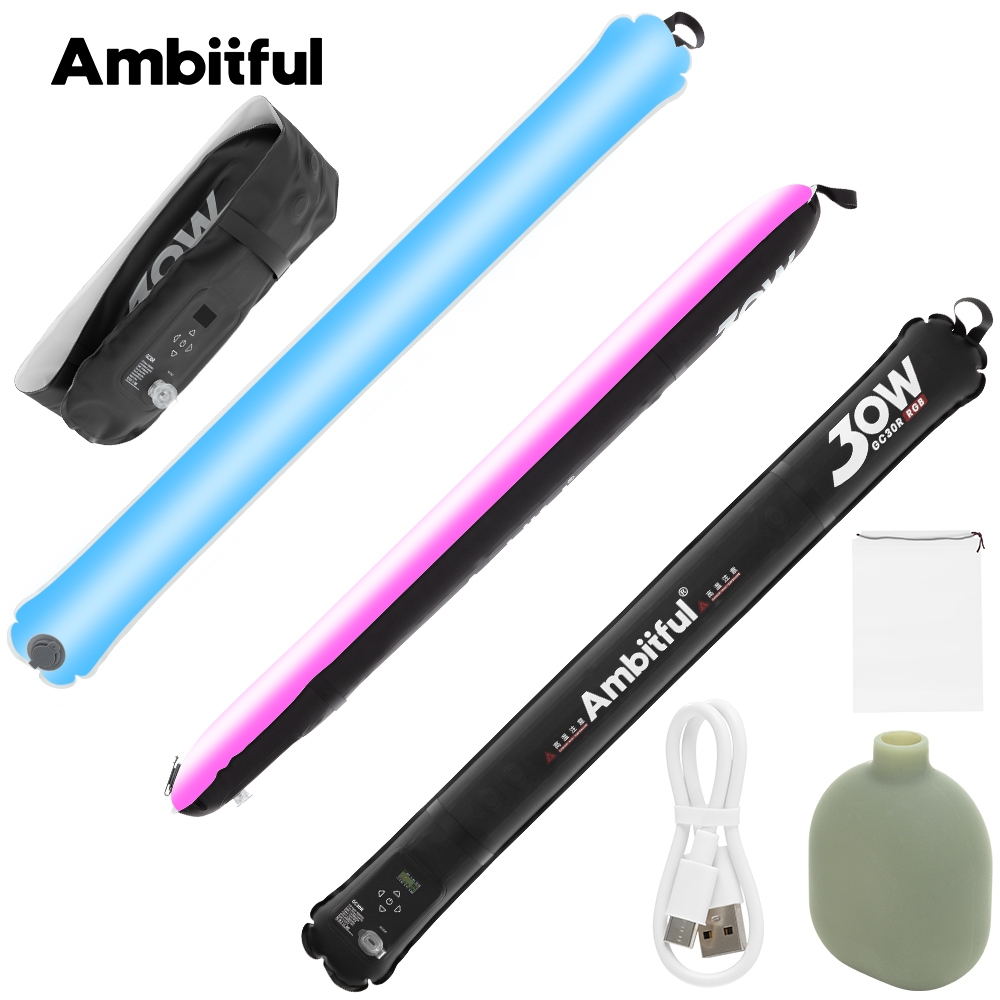 Amytful GC30R 30W Inflatable Tube 2000k-10000k แม่เหล็ก RGB ไฟ LED Stick แบบพกพากลางแจ้งการถ่ายภาพวิดีโอเติมแสง