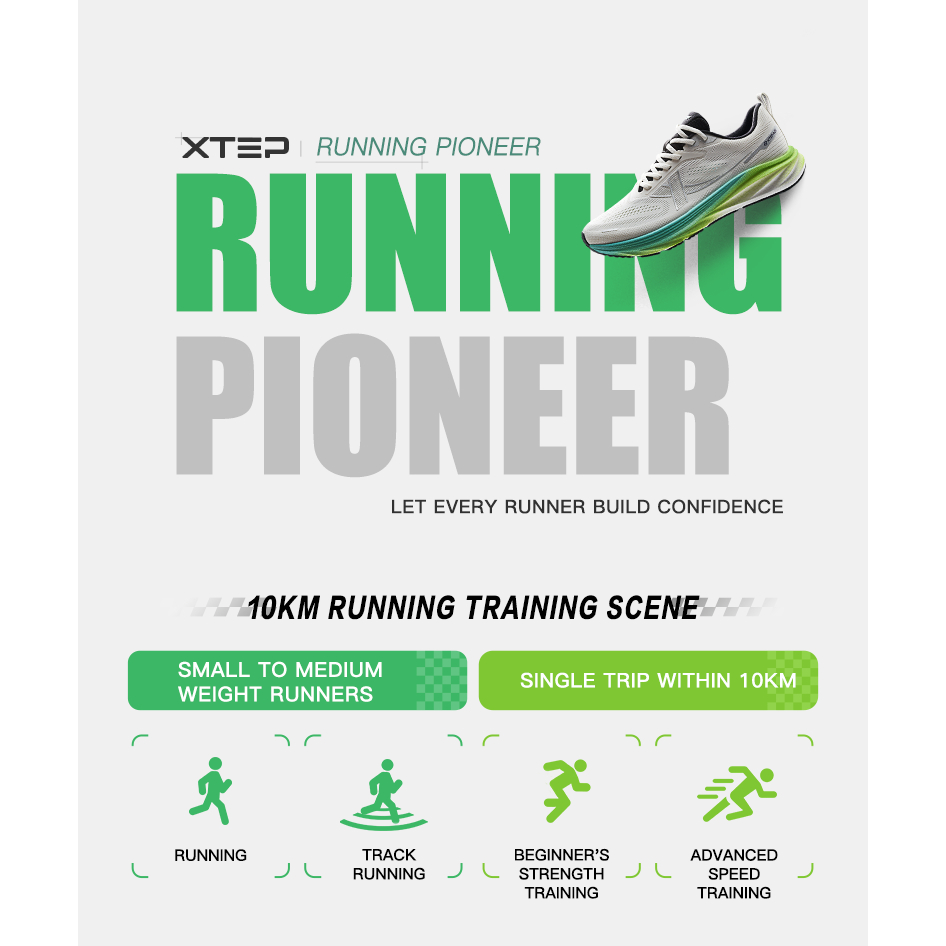 【xtep】Pioneer | รองเท้าวิ่งสำหรับฝึกซ้อมระยะทาง 10 กม. รองเท้าวิ่งพื้นบางดีไซน์กว้าง - รูปที่ 2