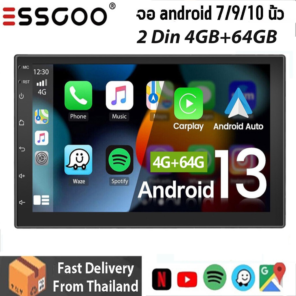 ESSGOO 4gb + 64GB 10/9/7 นิ้ว สากล Android รถ สเตอริโอ บลูทูธ / GPS / FM / Wifi / หน้าจอสัมผัส หน่วยหัวรถ