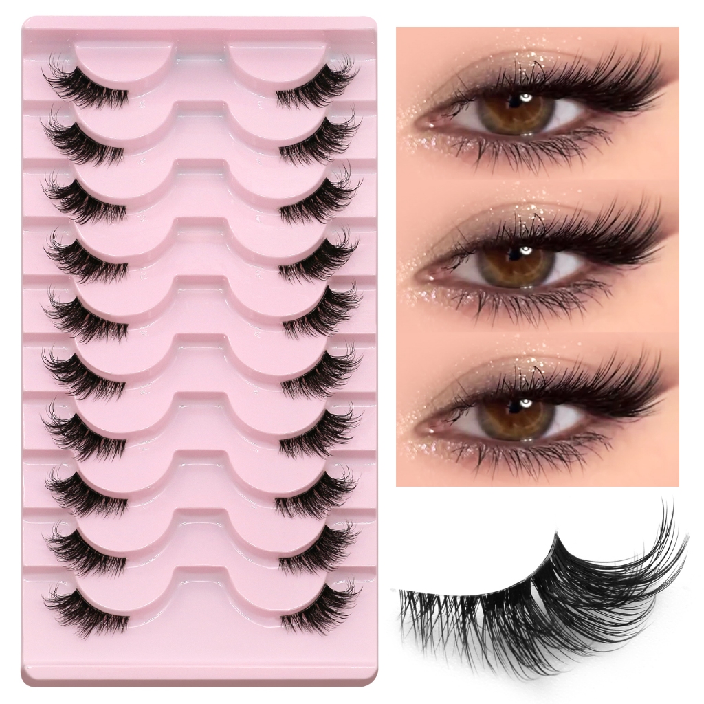 Half Lashes แต่งหน้าธรรมชาติยาว Cat Eye Lashes ดรามาติคขนตานุ่ม Faux Eyelash Extensions เครื่องมือ