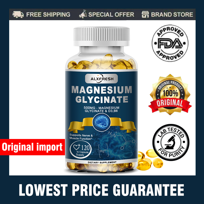 Magnesium Glycinate อาหารเสริมแมกนีเซียม 500 มก. พร้อมสังกะสี วิตามิน D3 สําหรับการทํางานของประสาท ฟื้นตัวกล้ามเนื้อ อารมณ์สุขภาพหัวใจ