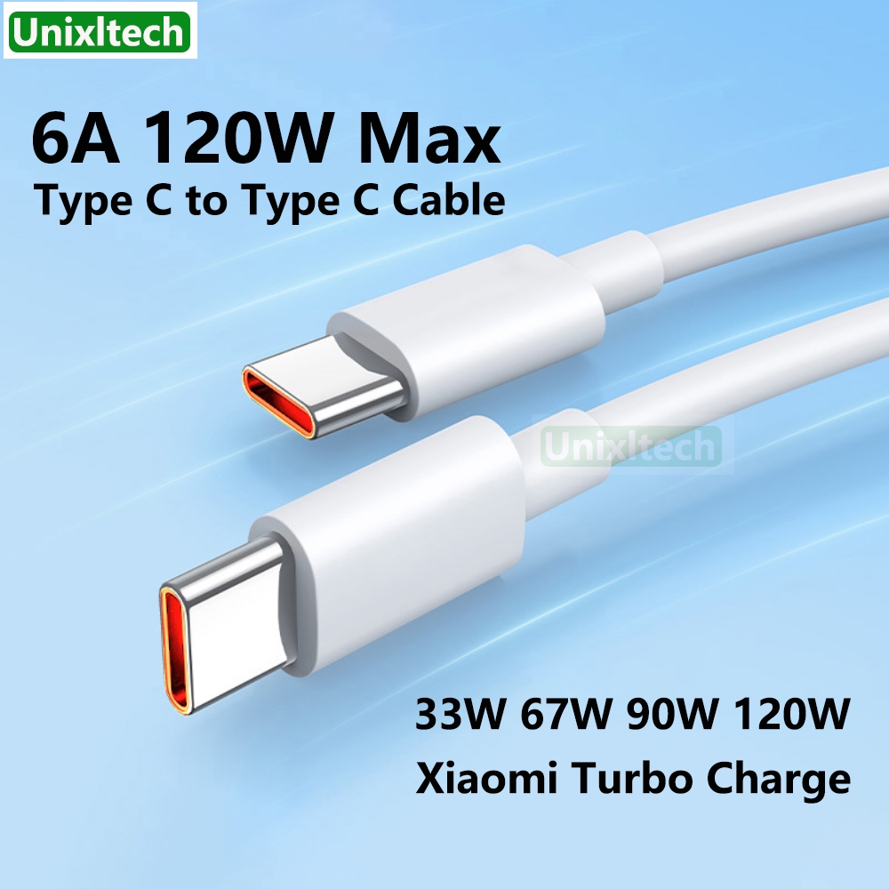 สําหรับ Xiaomi Type C ถึง Type C สาย 6A 120W 90W 67W Turbo สายชาร์จ PD Fast Charger สายไฟ 1 M
