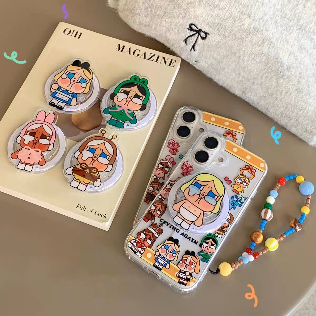 น่ารัก Crybaby The Powerpuff Girls Magnetic Phone Griptok Grip Tok Stand Phone 16 Pro Max Samsung Griptok Grip Tok Stand Case Holder Ring Mount