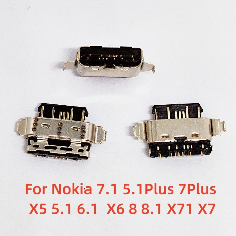 2-10pcs Charger Type-C USB ชาร์จพอร์ต Dock Connector Socket สําหรับ Nokia 7.1 5.1Plus 7Plus X5 5.1 6.1 7 Plus X6 8 8.1 X71 X7 เปลี่ยนชิ้นส่วน
