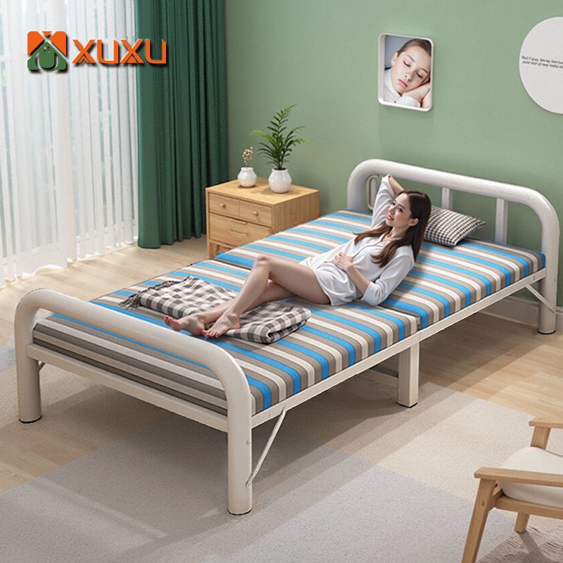 XUXU เตียงพับ 2.5/3.5/4ฟุต เตียงพับได้ folding bed พร้อมเบาะรองนอน นอนสบาย สะดวกในเคลื่ ไม่มีเสียงรบกวน ไม่ต้องประกอบ