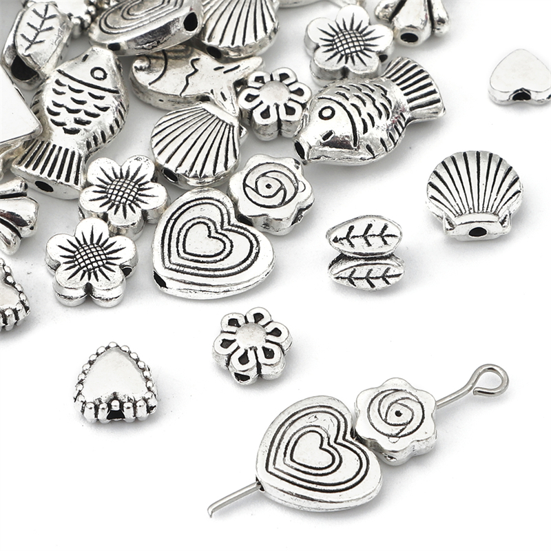 Electroplated โบราณเงินเครื่องประดับอุปกรณ์เสริมลูกปัดสําหรับ DIY สร้อยข้อมือสร้อยคอเครื่องประดับทําอุปกรณ์เสริม