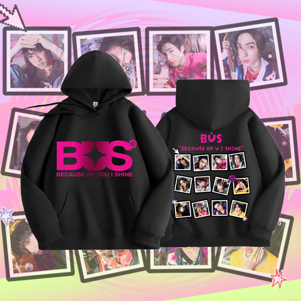 สินค้าจัดส่งไวbus Because of you, i shine เสื้อฮู้ดแขนยาวและ ชายและหญิง ผ้าCotton 100% ใส่ได้ ทั้ง ใส่สบาย
