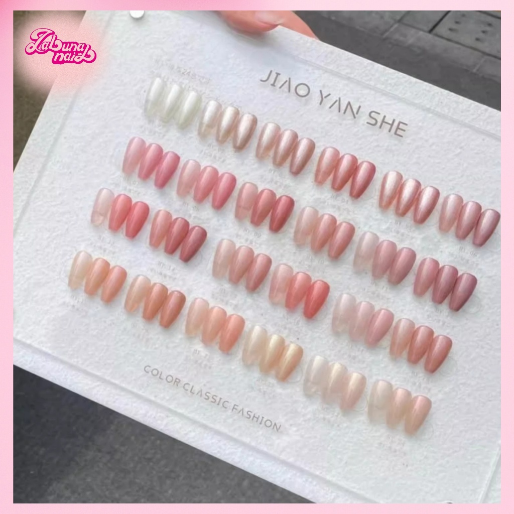 【พร้อมส่ง】JYS สีเจล เซ็ท 24 สี (JIAO YAN SHE) สีเจลชิมเมอร์ 24 สีโทนชมพู แถมชาร์ทอะคริลิคสำเร็จรูป