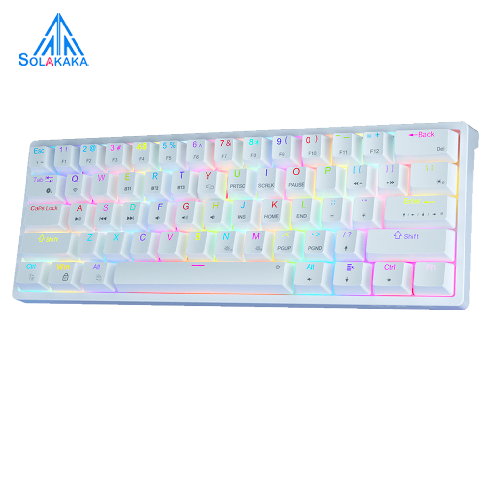 Aula SOLAKAKA Sk961 คีย์บอร์ดเกมมิ่ง มีสาย 61 คีย์ ไฟ RGB 2.4G บลูทูธ