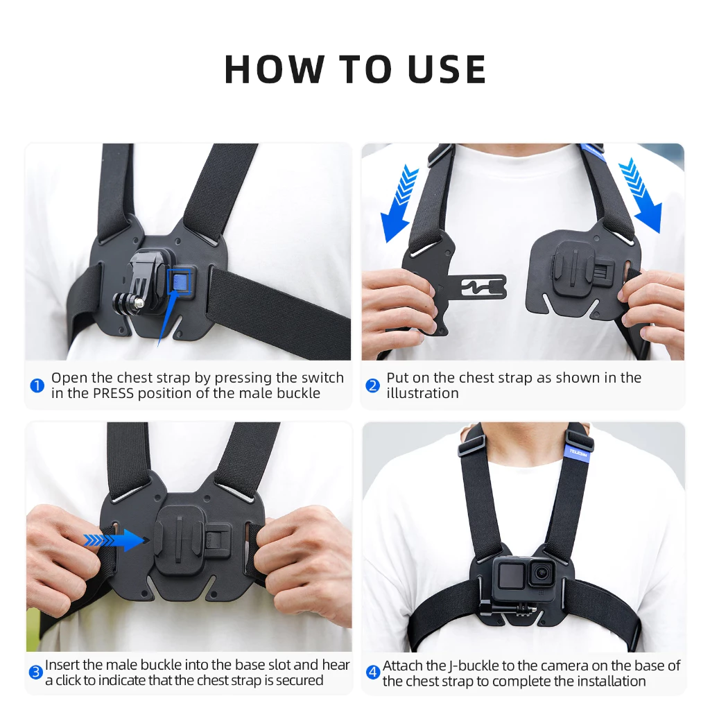 TELESIN New Vest Chest Strap for Action Cameras phone tripod รุ่นใหม่ สายคาดหน้าอก สายรัดหน้าอก รัดแน่น สำหรับ Gopro / DJI Osmo / Insta360 Chest Strap Mount Vest Chest Belt สายคาดหน้าอกกล้อง gopro mount gopro thumbnail 5