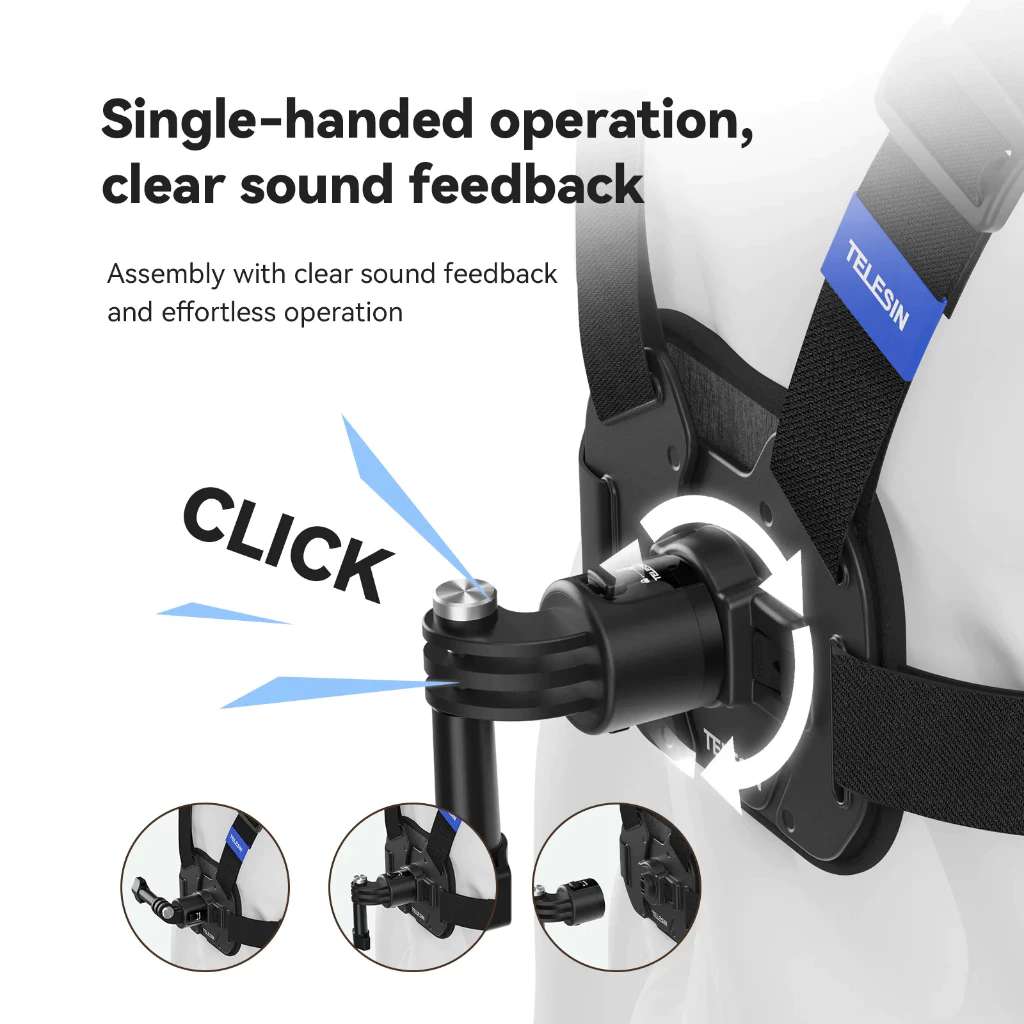 TELESIN New Vest Chest Strap for Action Cameras phone tripod รุ่นใหม่ สายคาดหน้าอก สายรัดหน้าอก รัดแน่น สำหรับ Gopro / DJI Osmo / Insta360 Chest Strap Mount Vest Chest Belt สายคาดหน้าอกกล้อง gopro mount gopro thumbnail 3