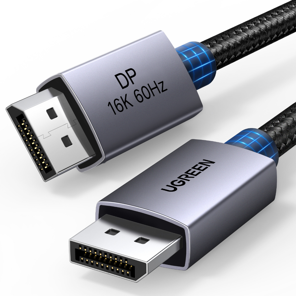 Ugreen สาย DisplayPort 2.1 DP2.0 80Gbps รองรับ 16K@60Hz 8K@240Hz 4K@240Hz HDR, HDCP, DSC 1.2a, Braid
