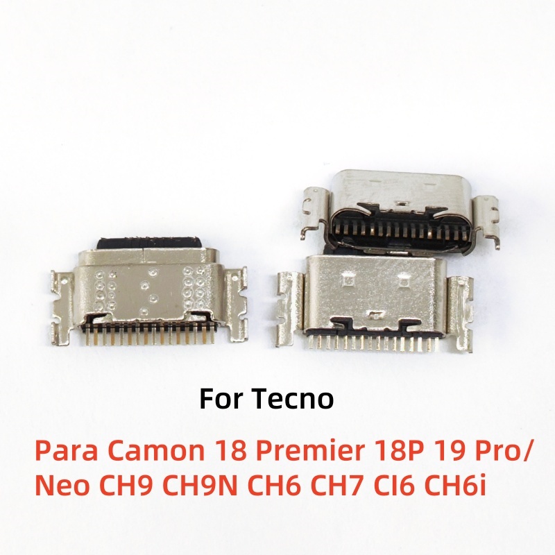 10-50pcs ประเภท C USB แจ็คชาร์จซ็อกเก็ตพอร์ตปลั๊ก Dock Charger สําหรับ Tecno Para Camon 18 Premier 18P 19 Pro/Neo CH9 CH9N CH6 CH7 CI6 CH6i ซ่อมอะไหล่