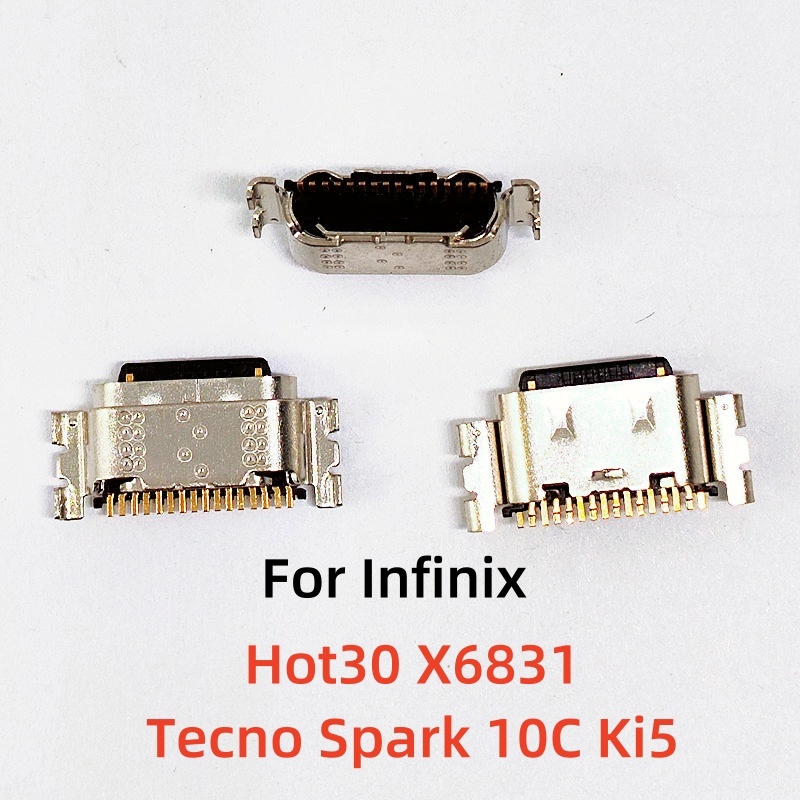 10-50pcs สําหรับ Infinix Hot 30 X6831 Hot30 Tecno Spark 10C Ki5 Ki5k Ki5m USB ชาร์จพอร์ต Dock Socket Plug Charger Connector เปลี่ยนชิ้นส่วน
