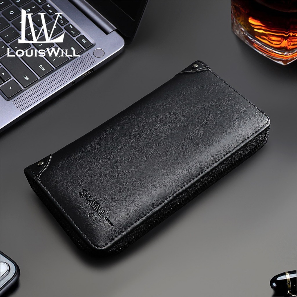 Louiswill محفظة رجالية طويلة ريترو