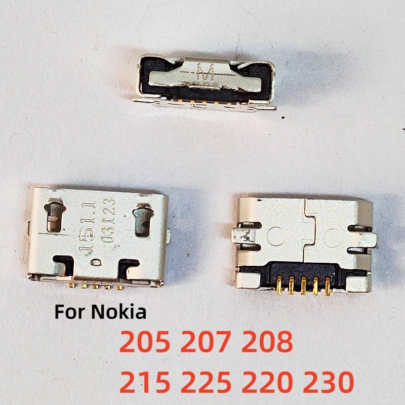 10-100pcs สําหรับ Nokia 215 225 205 207 208 220 230 Universal Micro USB ชาร์จเชื่อมต่อพอร์ตชาร์จซ็อกเก็ต Dock แจ็คอะไหล่