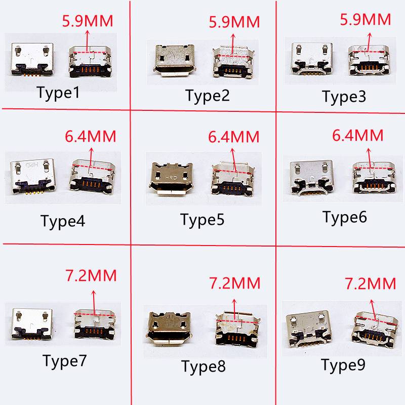 10-100pcs Micro USB mini Charger Connector ซ็อกเก็ต 5pin 5.9 มม. 6.4 มม. 7.2 มม.เข็มสั้น 5P DIP2 พอร์ตข้อมูลชาร์จพอร์ต dock สําหรับโทรศัพท์มือถือ end ปลั๊ก V8 พอร์ตอะไหล่