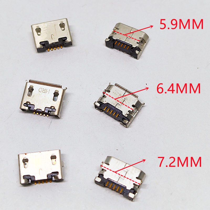 10-100pcs 5.9 มม./6.4 มม./7.2 มม.Micro USB 5Pin DIP หญิงสําหรับโทรศัพท์มือถือ End Plug ข้อมูลพอร์ต Mini USB แจ็คแท่นชาร์จอะไหล่