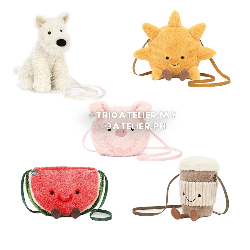 Jellycat Amuseable Coffee-To-Go/Munro Scottie Dog/Watermelon Bag Collection