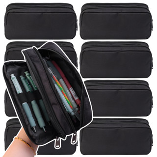 กระเป๋าดินสอผ้าสีดํา - กระเป๋าใส่ปากกาความจุขนาดใหญ่ - กันน้…
