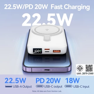 Vention PowerBank แม็กเนติก แม่เหล็กติดเอง 10000mAh เร็ว 22.5W สำหรับ iPhone (MagSafe) โทรศัพท์ทุกค่าย