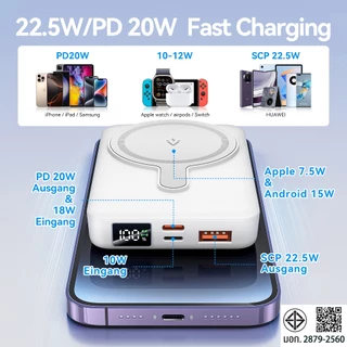 Vention PowerBank แม็กเนติก แม่เหล็กติดเอง 10000mAh เร็ว 22.5W สำหรับ iPhone (MagSafe) โทรศัพท์ทุกค่าย