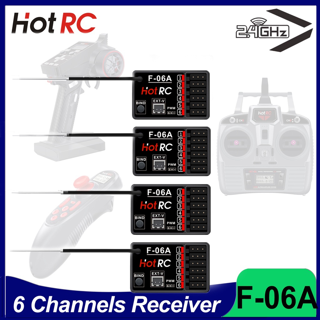Rc F-06A 6 ช่องรับสัญญาณ สําหรับ HotRC CT-6A HT-6A DS600 เครื่องส่งสัญญาณ รีโมทคอนโทรล รถ วิทยุ อะไห