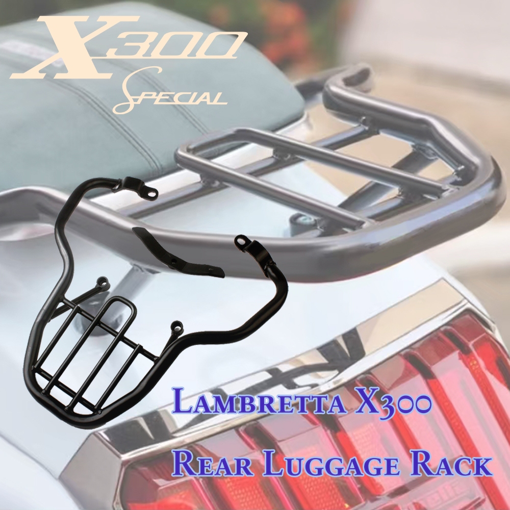 อุปกรณ์เสริมรถจักรยานยนต์เหล็กเหล็ก LAMBRETTA X300 X200 ด้านหลังกล่อง Rack กระเป๋าเดินทางสําหรับ LAMBRETTA X300 X200

<p>“><center></p>
<h4></h4>
<p><p><font color=
