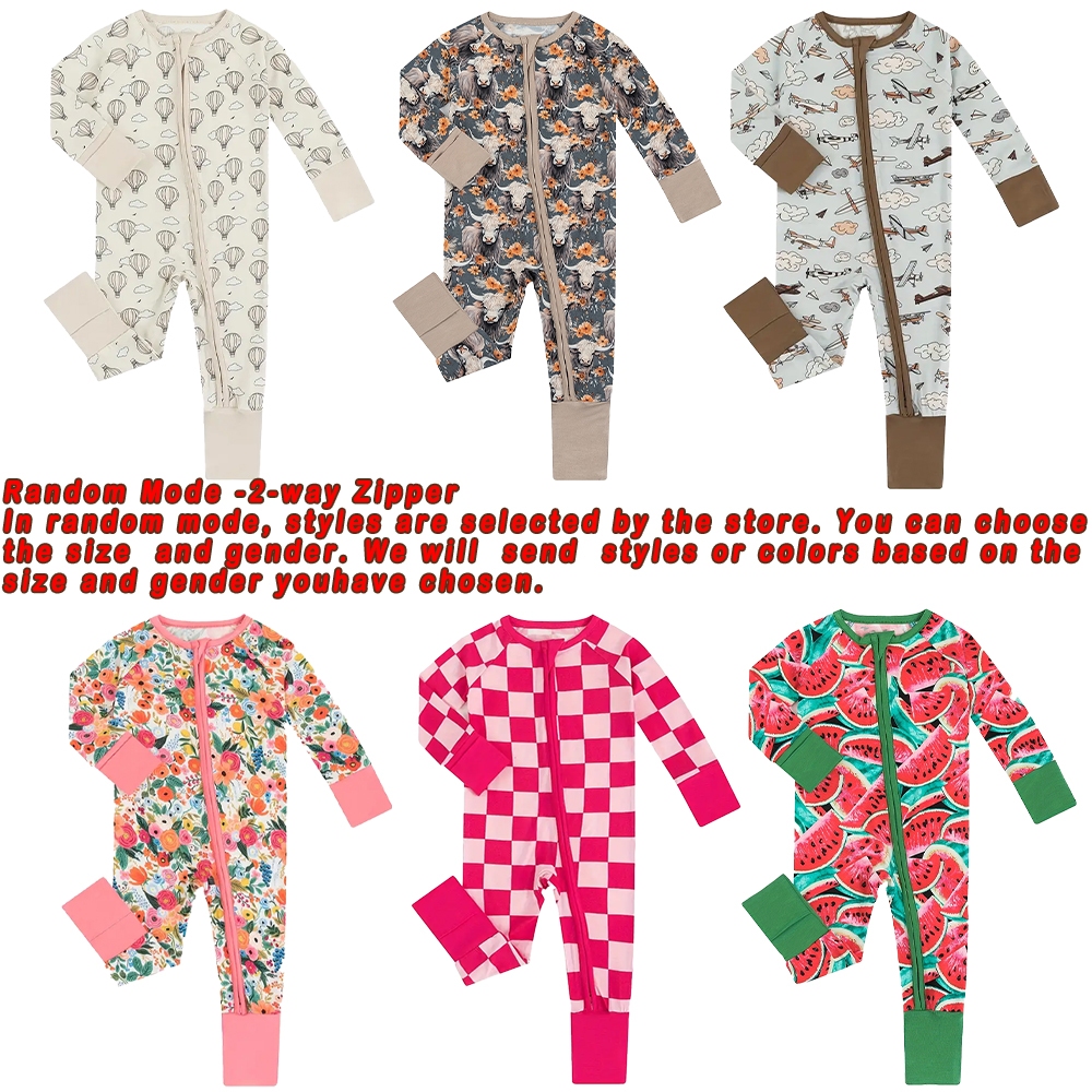 เด็กซิปชุดนอนไม้ไผ่เรยอน Unisex ทารก Onesie กับ Mitten แขนยาว Footed Pjs