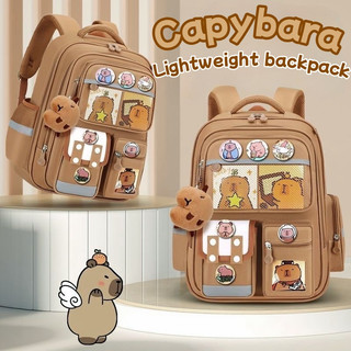 NEW Capybara Children's  School Bag Multiple space Large Capacity Waterproof Kids School  backpack Spine Protection Load Reduction Unisex  Primary Students School Bags Grades 1-6