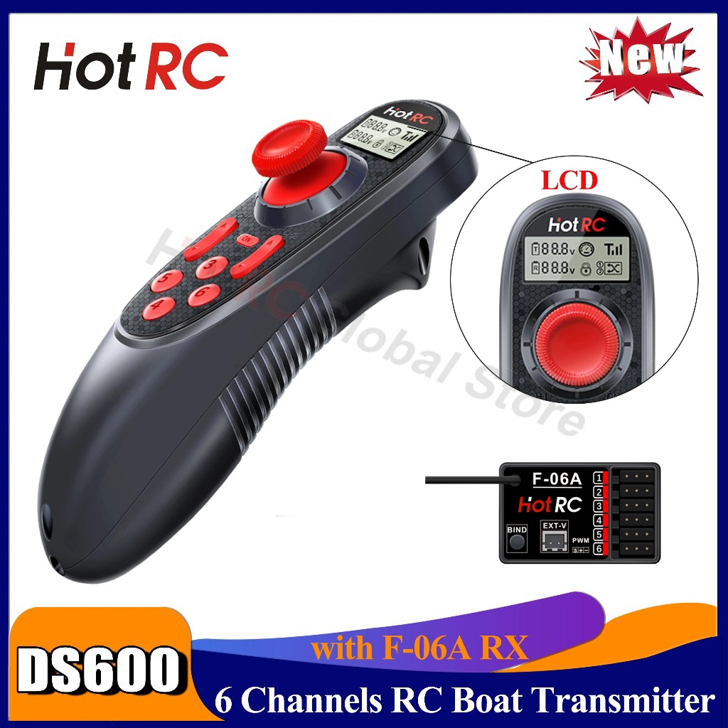 (มือ) Hotrc DS-600 6CH เครื่องส่งสัญญาณ 2.4GHz รีโมทคอนโทรล PWM 6 ช่องตัวรับสัญญาณ FHSS ระบบควบคุมวิทยุ GFSK สําหรับ RC รุ่นเรือ