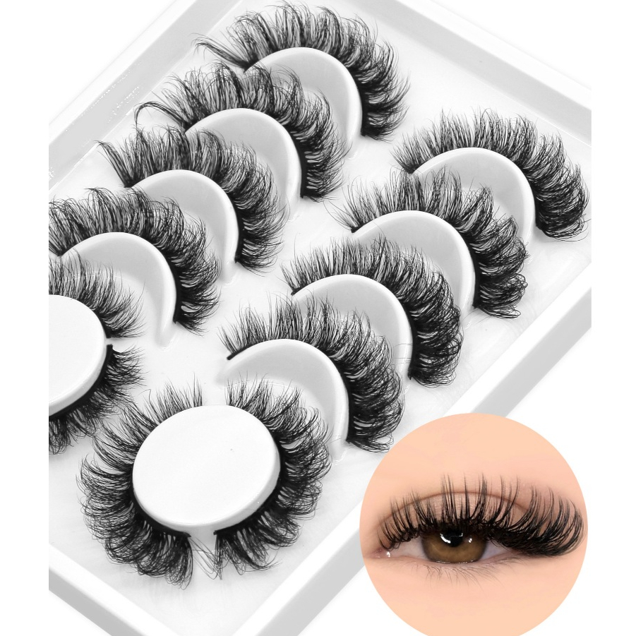 Groinneya 6 คู่ Lashes Faux Mink Lashes Soft Full หนา Wispy Eyelash Dramatic ขนตาปลอม