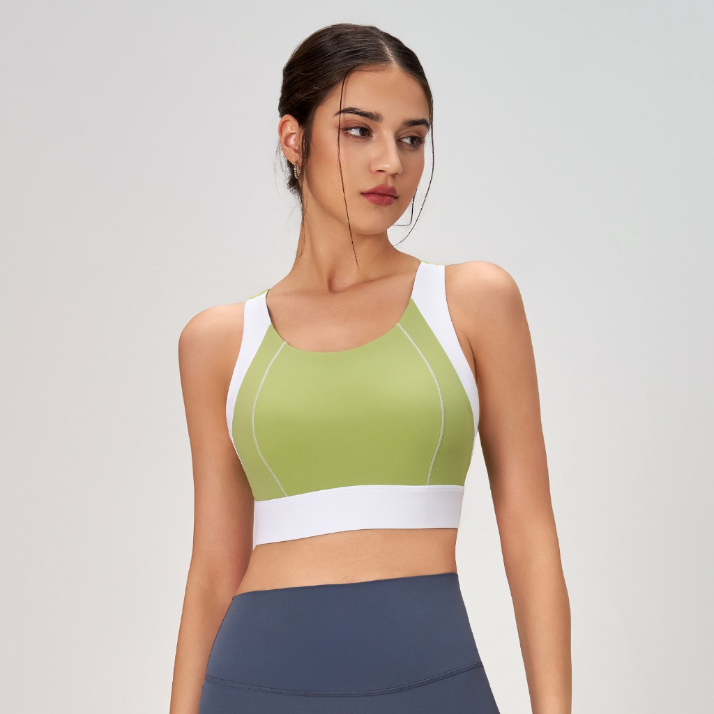 สุภาพสตรี High-Impact Encapsulation Color-Block Shock-Absorbing Fixed-Cup Running Sports Bra