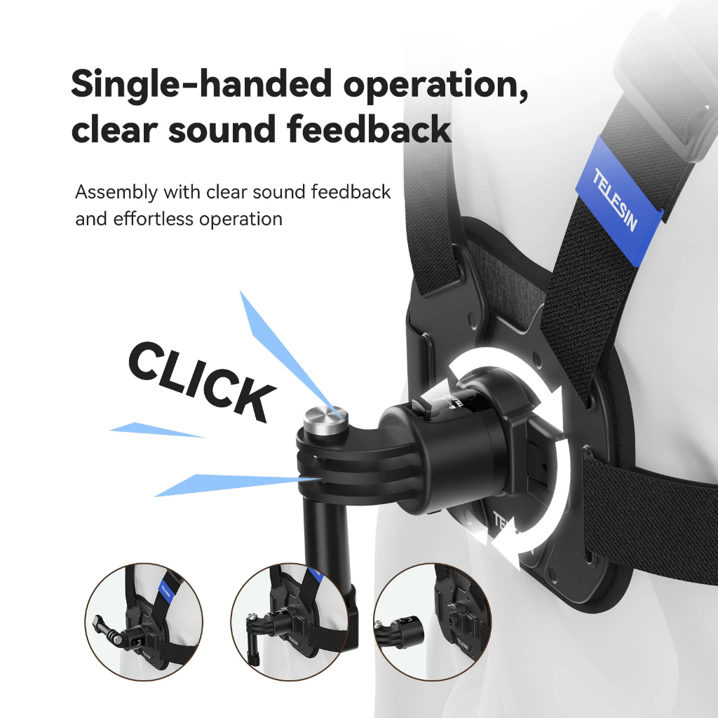 TELESIN New Vest Chest Strap for Action Cameras รุ่นใหม่ สายคาดหน้าอก สายรัดหน้าอก รัดแน่น สำหรับ Gopro / DJI Osmo / Insta360 Chest Strap Mount Vest Chest Belt สายคาดหน้าอกกล้อง gopro mount gopro