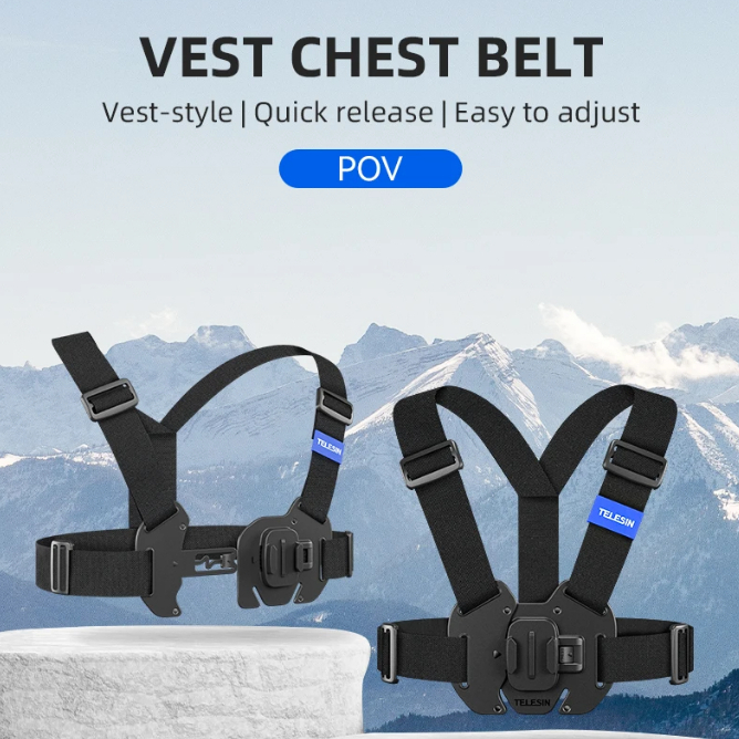 TELESIN New Vest Chest Strap for Action Cameras รุ่นใหม่ สายคาดหน้าอก สายรัดหน้าอก รัดแน่น สำหรับ Gopro / DJI Osmo / Insta360 Chest Strap Mount Vest Chest Belt สายคาดหน้าอกกล้อง gopro mount gopro