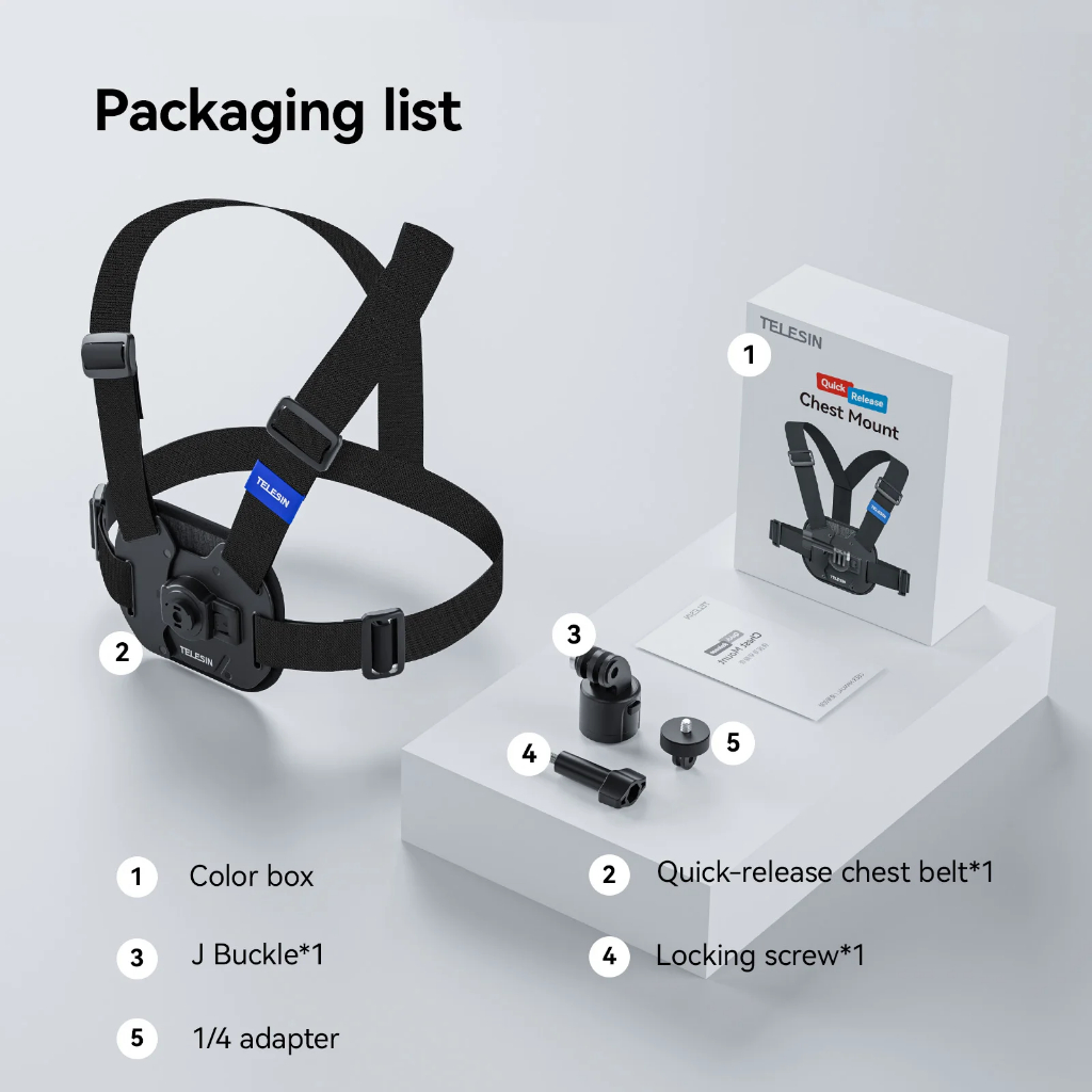 TELESIN New Vest Chest Strap for Action Cameras รุ่นใหม่ สายคาดหน้าอก สายรัดหน้าอก รัดแน่น สำหรับ Gopro / DJI Osmo / Insta360 Chest Strap Mount Vest Chest Belt สายคาดหน้าอกกล้อง gopro mount gopro