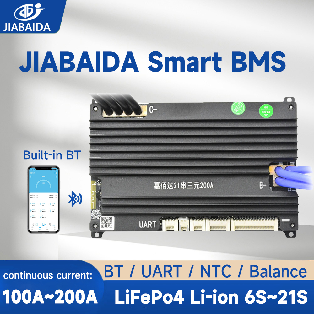 Jbd BMS BT UART 6S-21S Li-ion LiFePo4 Balance 100A 150A 200A JIABAIDA สมาร์ท BMS 8S 13S 16S 20S