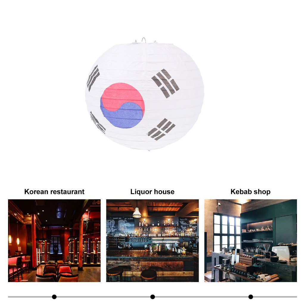 📎 4Pcs โคมกระดาษทรงกลมสีขาวสไตล์เกาหลี สำหรับร้านอาหารและสำนักงาน