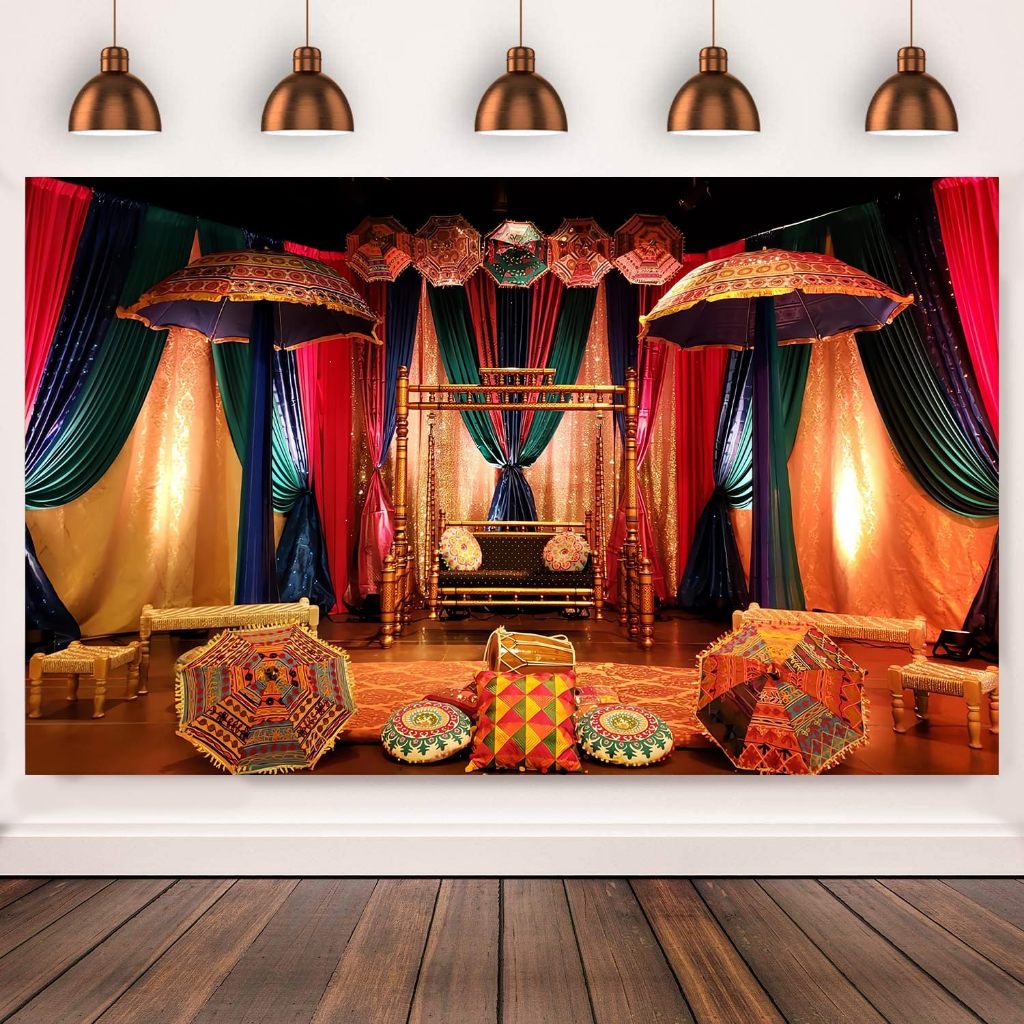 อินเดีย Pooja การถ่ายภาพฉากหลัง Ganpati Puja แบบดั้งเดิมวัฒนธรรมวันหยุด Ritual การถ่ายภาพพื้นหลังครอ