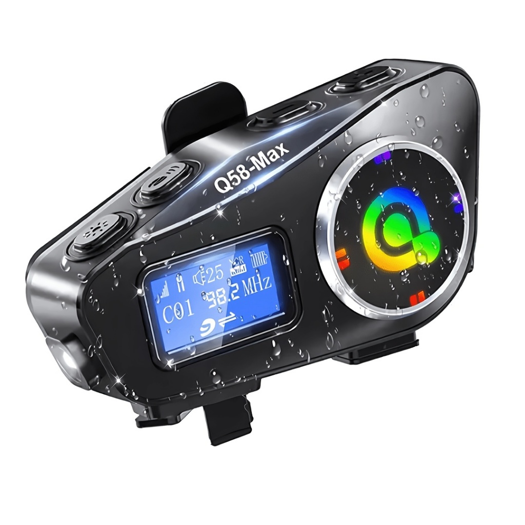 Q58 Max อุปกรณ์เสริมรถจักรยานยนต์หมวกกันน็อคอินเตอร์คอมชุดหูฟังหูฟังเพลง FM SharingHelmet intercomun