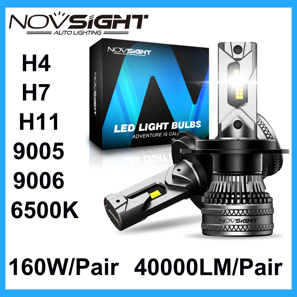 Novsight N96 2 ชิ้น 6500 พันสีขาว 160 วัตต์ 40000LM รถ H4 H7 H11 9005 9006 LED ไฟหน้า 6500 พันแบบบูร